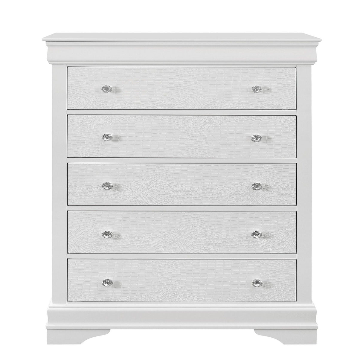 Shaker - 5 Pieces Bedroom Set With Crystal Inspired Tufted Headboard And LED Lighting