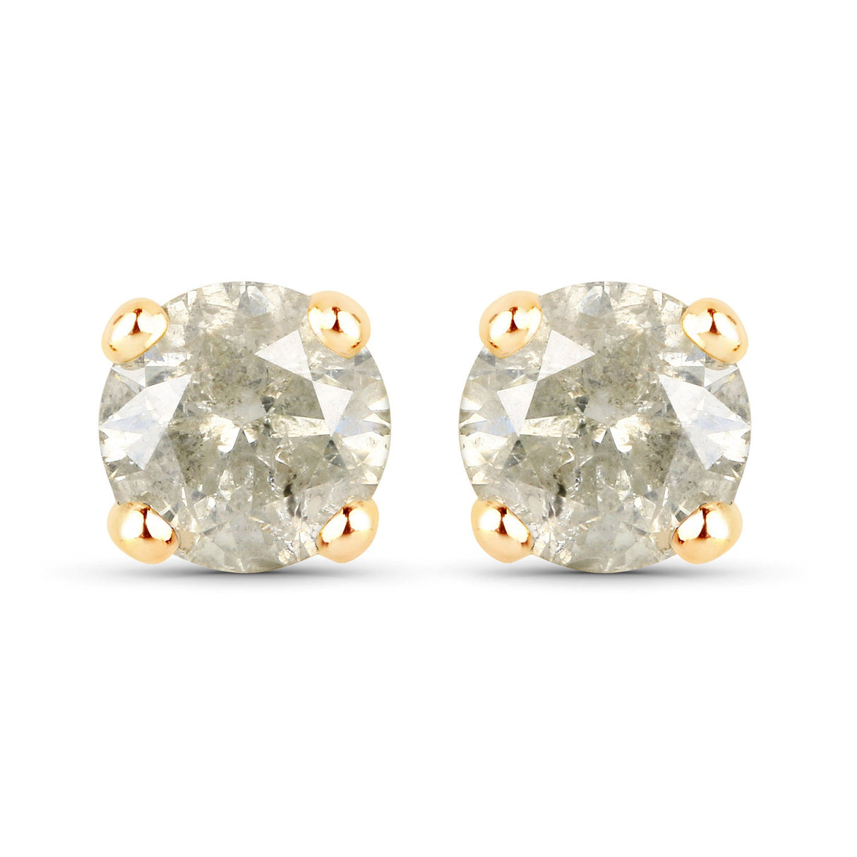 1.16 Carat Genuine LB Diamond 14K Yellow Gold Earrings