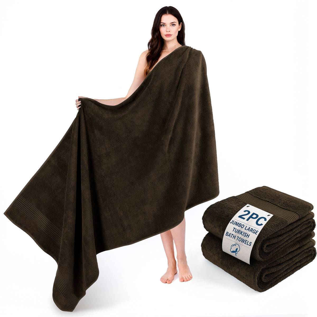 American Soft Linen Bekos 35x70 Inch Jumbo Bath Sheet Set of 2, Wholesale 100% Cotton Turkish Towel Set