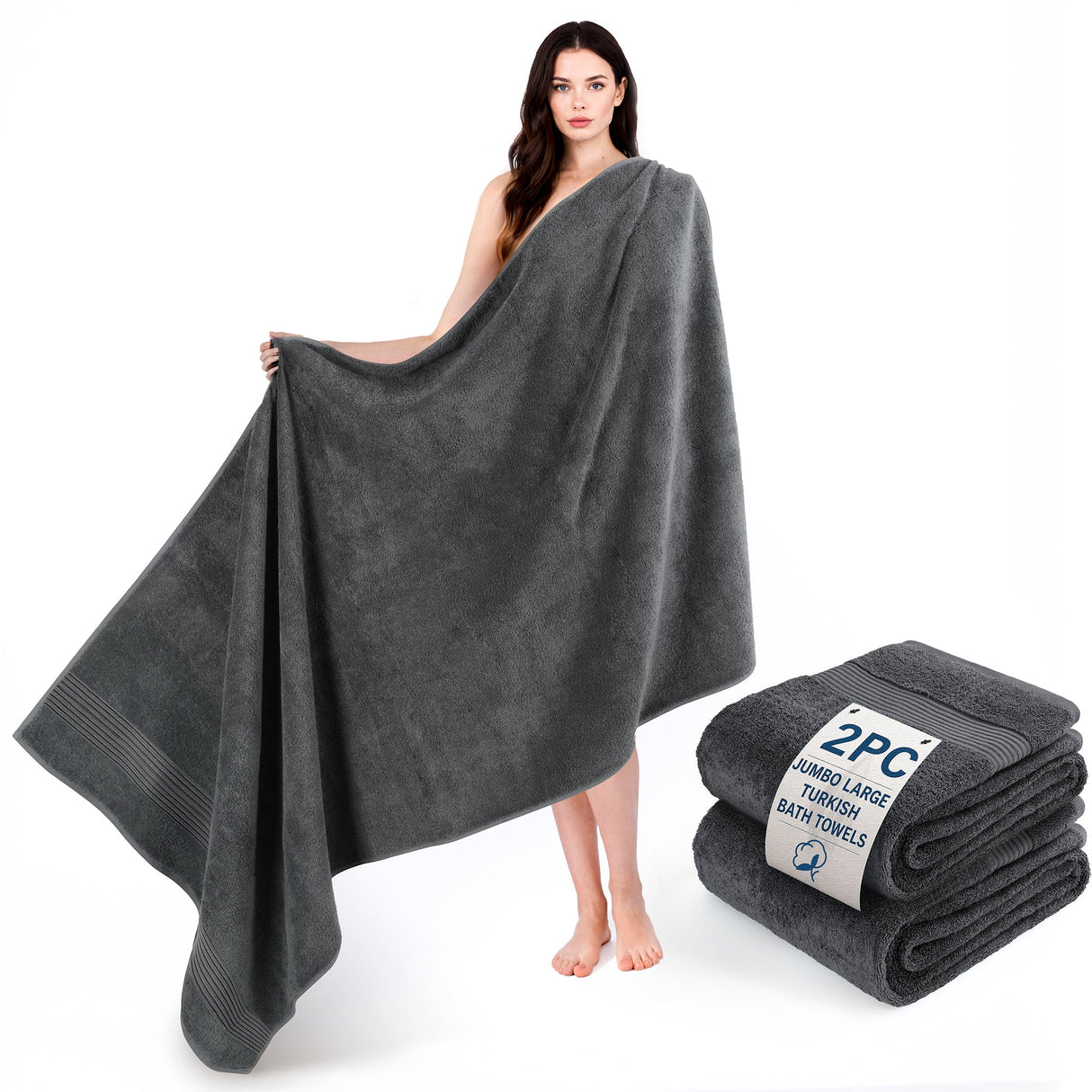 American Soft Linen Bekos 35x70 Inch Jumbo Bath Sheet Set of 2 – Extra Large 100% Cotton Turkish Bath Towels