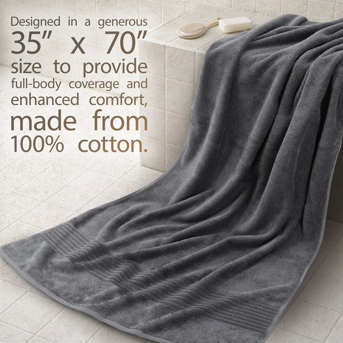 American Soft Linen Bekos 35x70 Inch Jumbo Bath Sheet Set of 2 – Extra Large 100% Cotton Turkish Bath Towels
