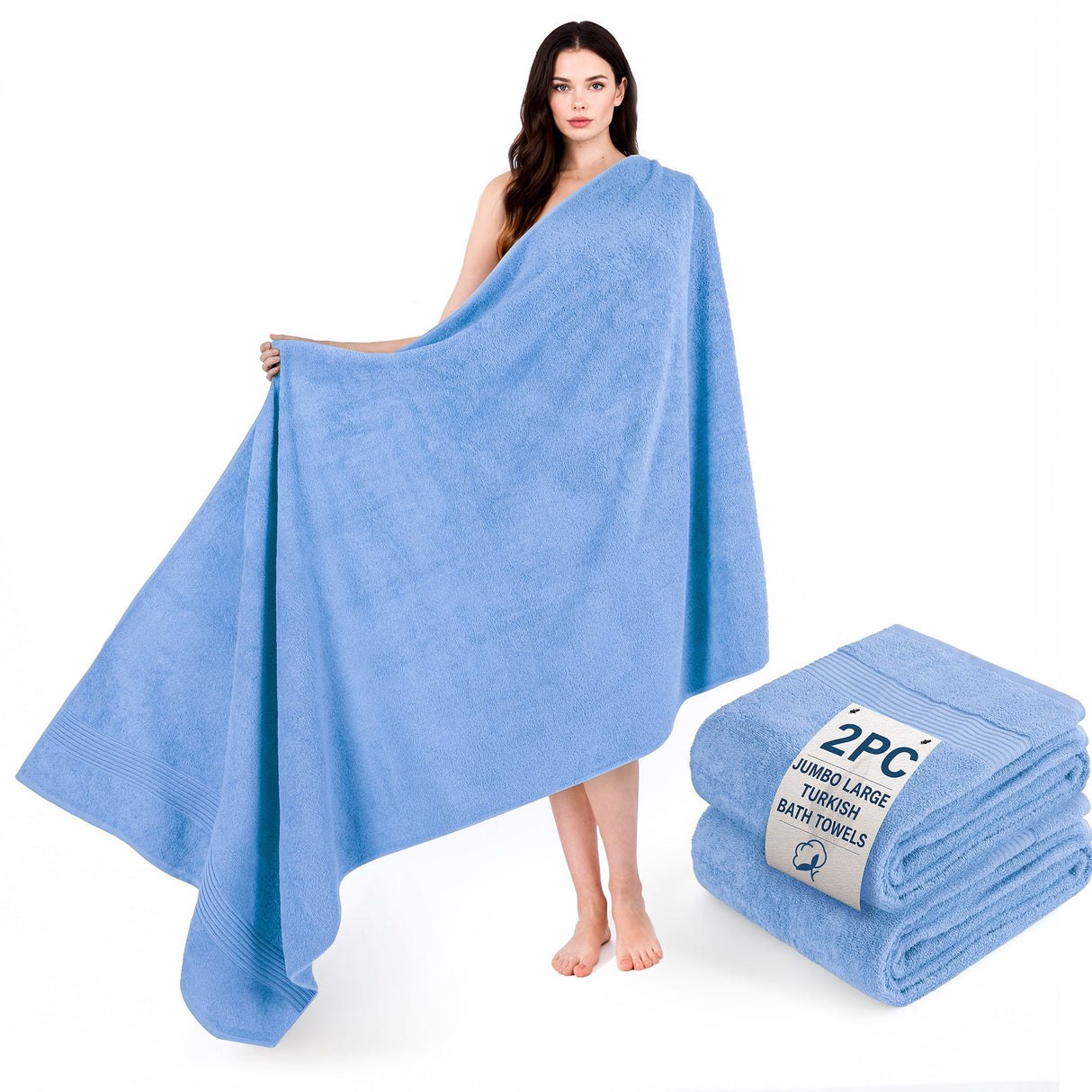 American Soft Linen Bekos 35x70 Inch Jumbo Bath Sheet Set of 2 – Extra Large 100% Cotton Turkish Bath Towels