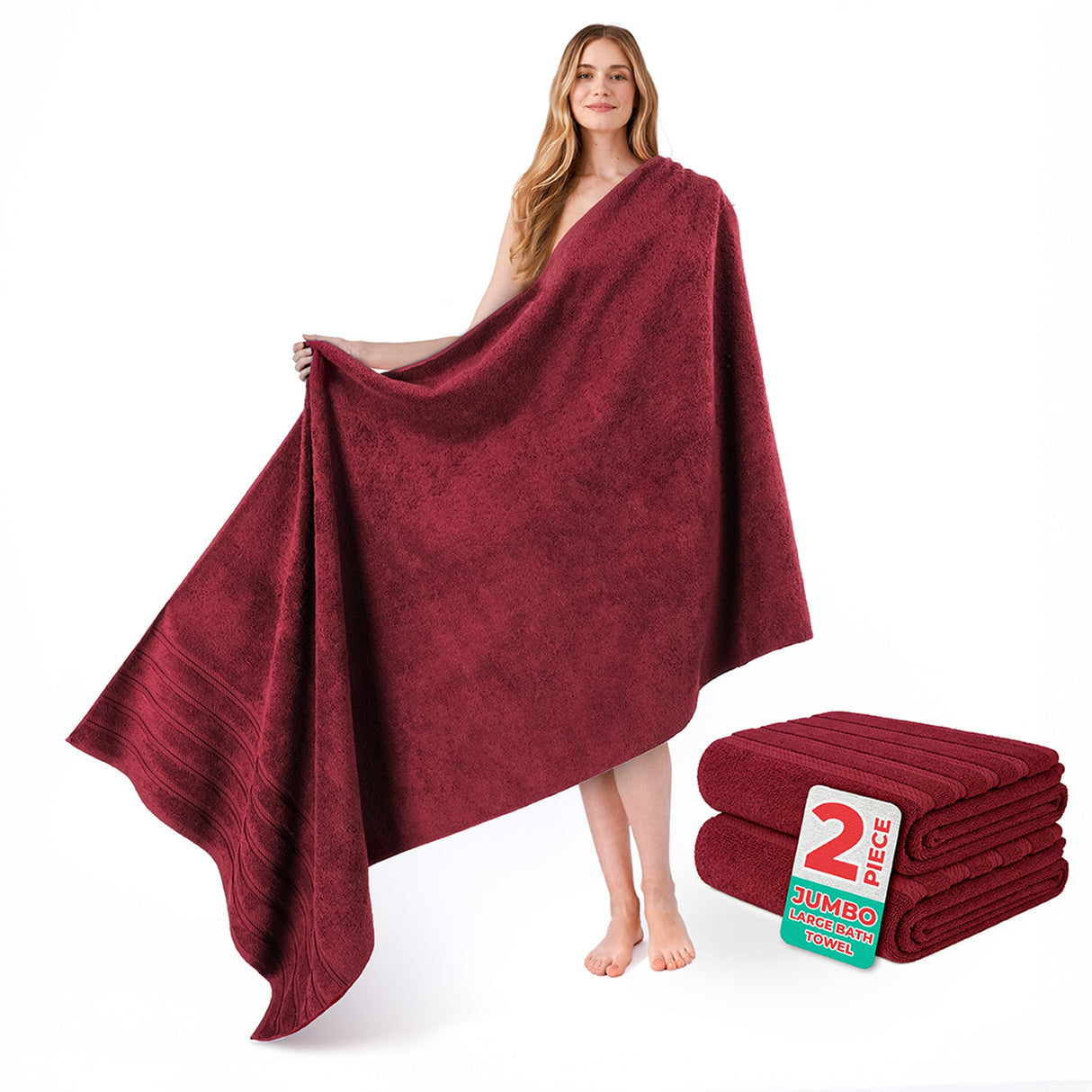 American Soft Linen 35x70 Inch Jumbo Bath Sheet Set of 2 – Extra Large 100% Cotton Turkish Bath Towels