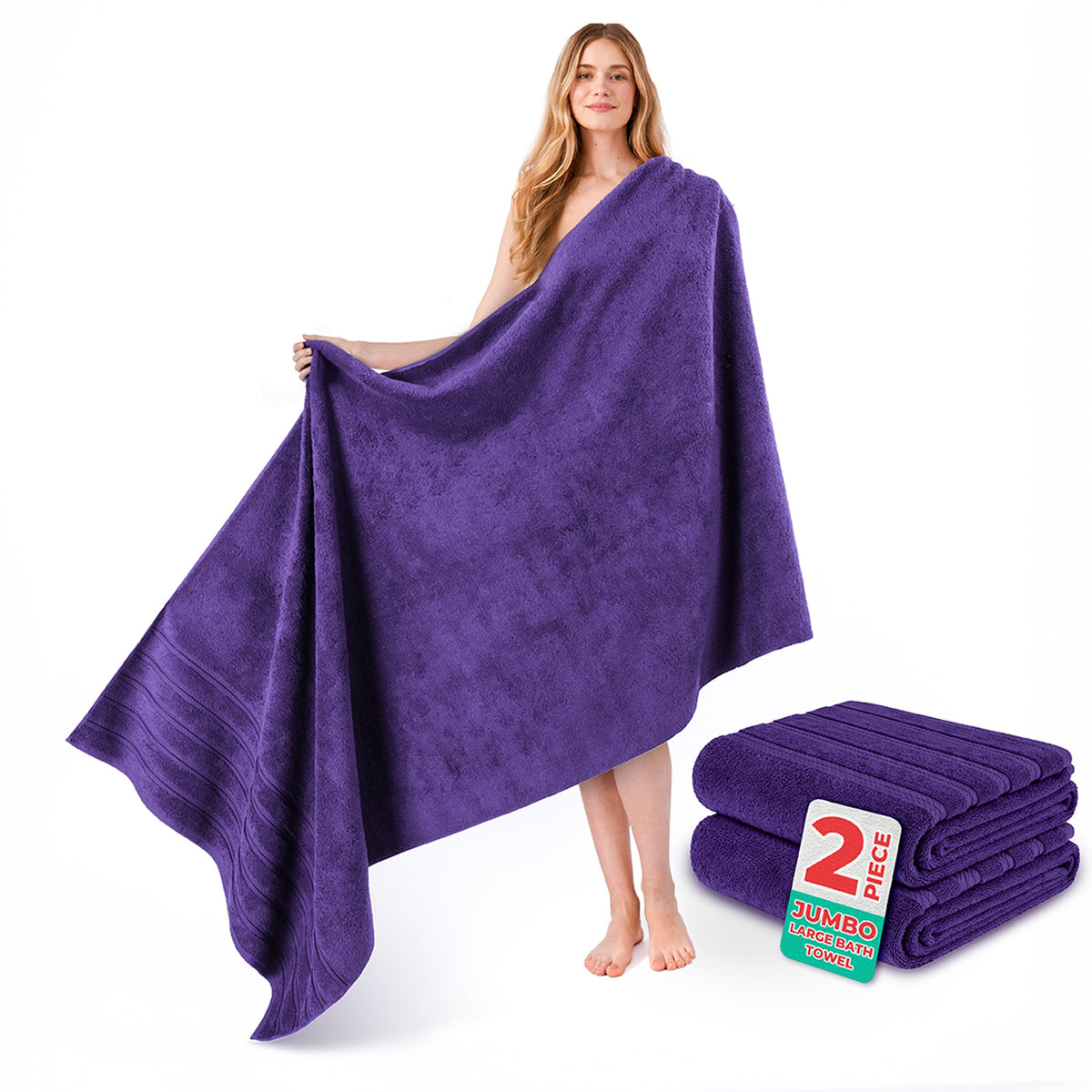 American Soft Linen 35x70 Inch Jumbo Bath Sheet Set of 2 – Extra Large 100% Cotton Turkish Bath Towels