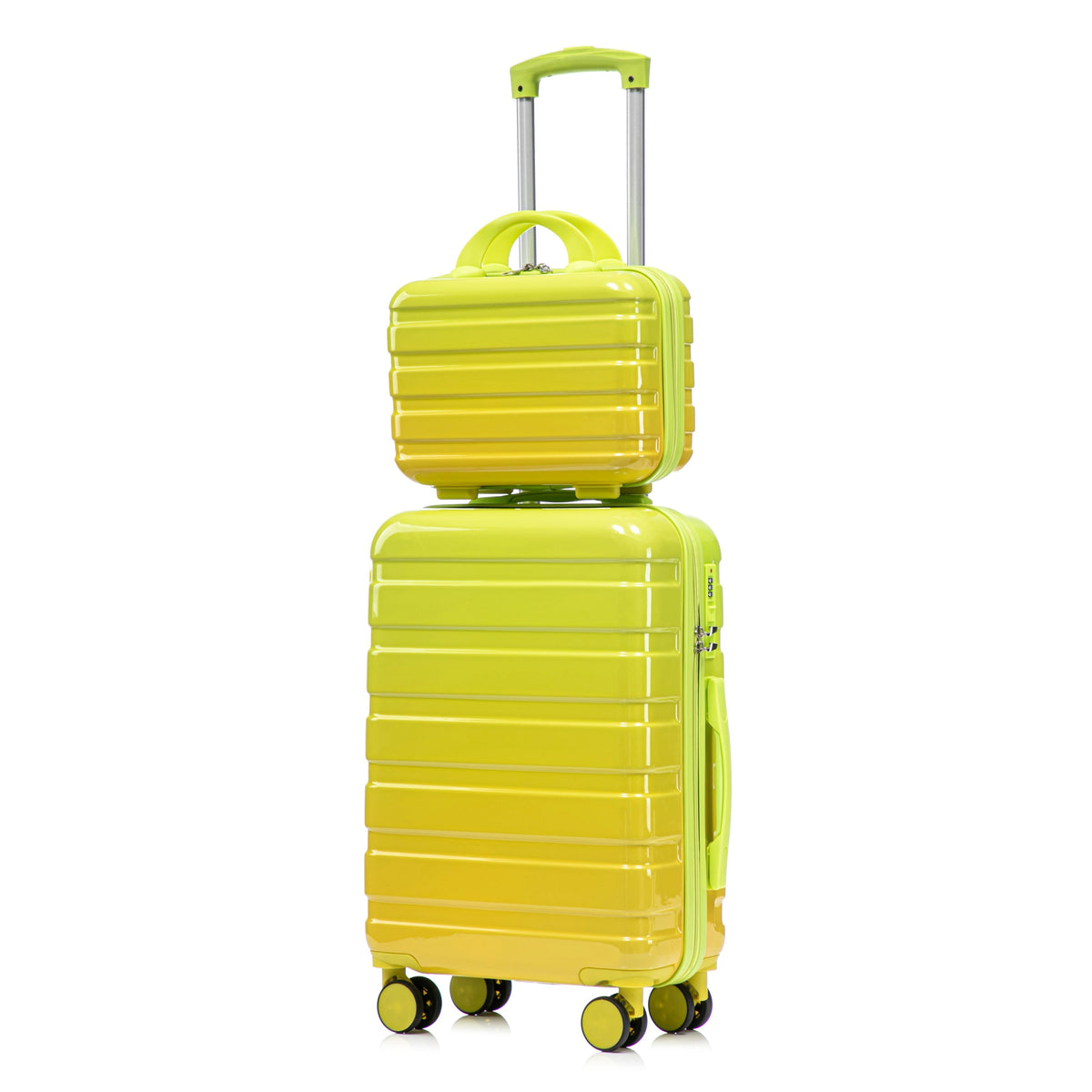 2-Piece Polycarbonate Spinner Wheel Luggage Set with Lock - Green & Yellow