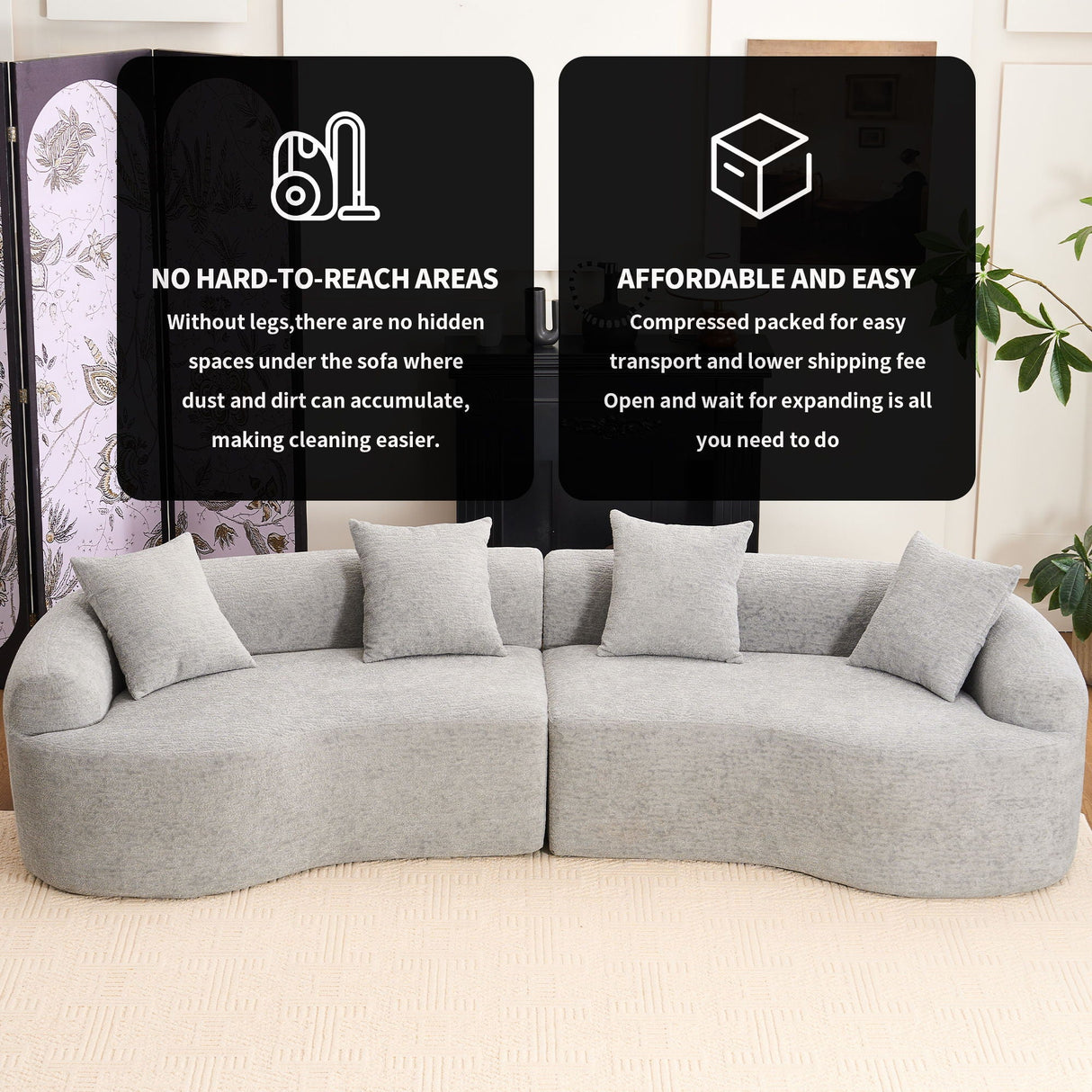 4 Seater Sofa With Fabric, 30D, 60 Hardness Full Sponge, 4 Pillow For Living Room, Home Furniture Sleeper Sectional Sofa For Apartment