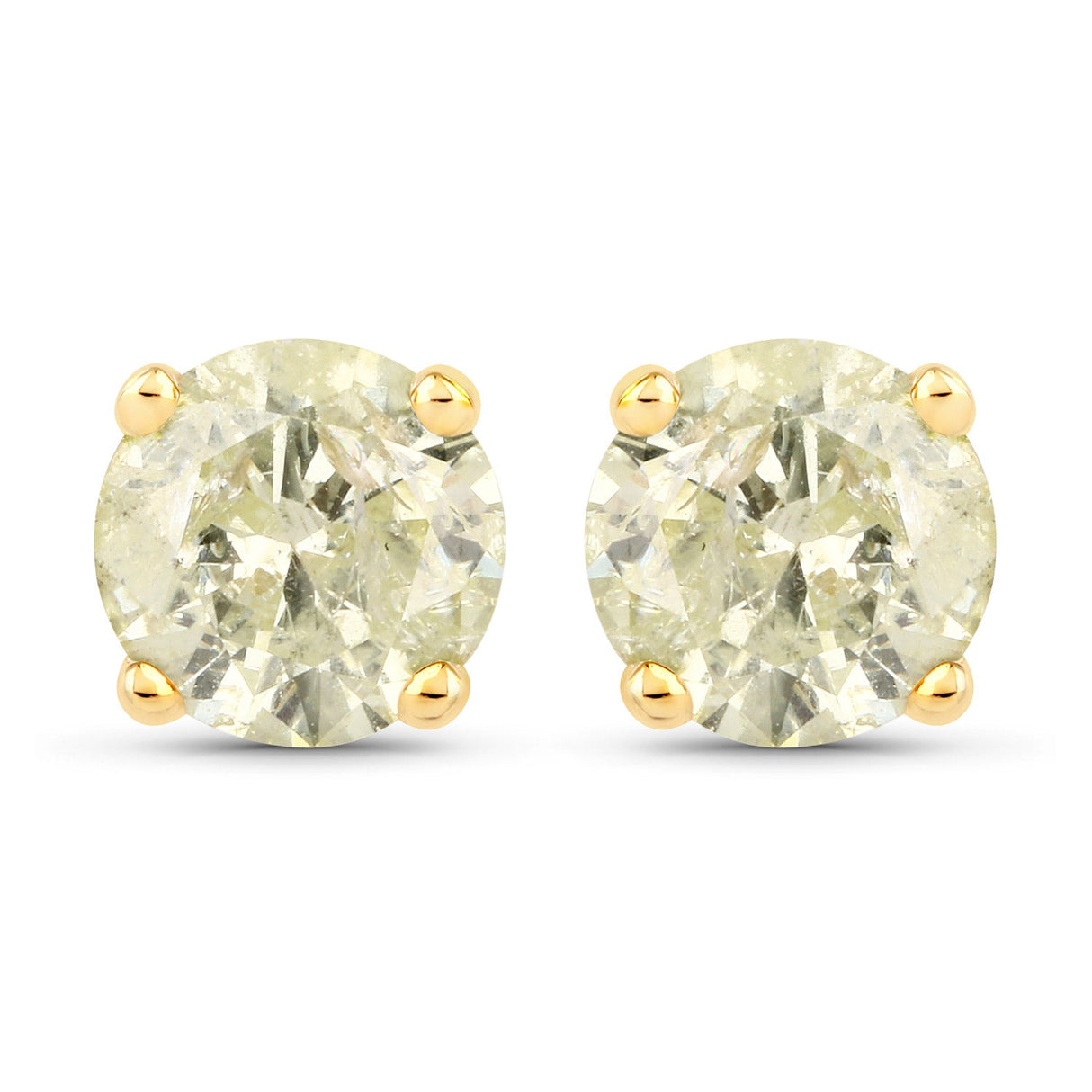 1.12 Carat Genuine LB Diamond 14K Yellow Gold Earrings
