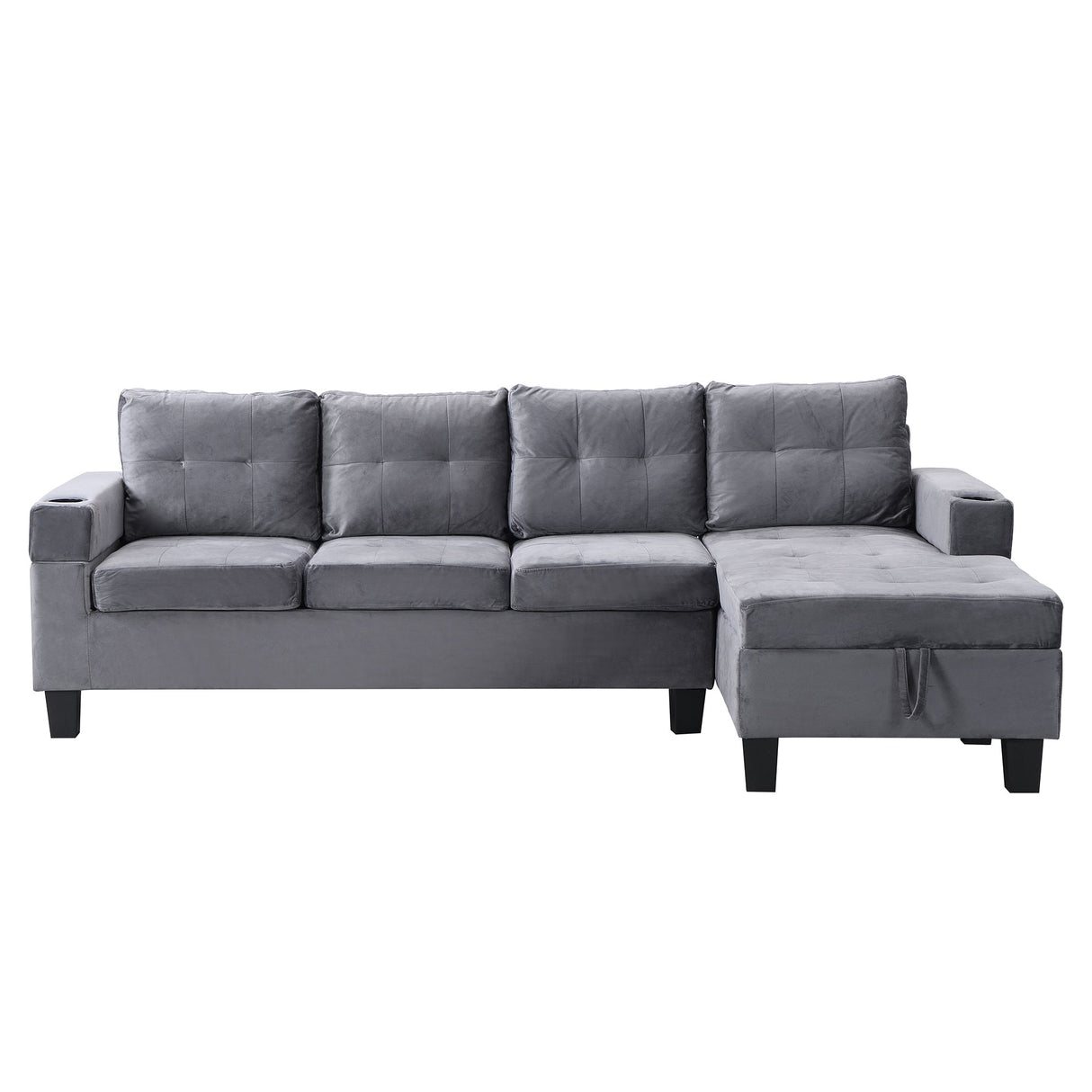 Modern Sectional Sofa Set with L-Shape Chaise Lounge and Storage