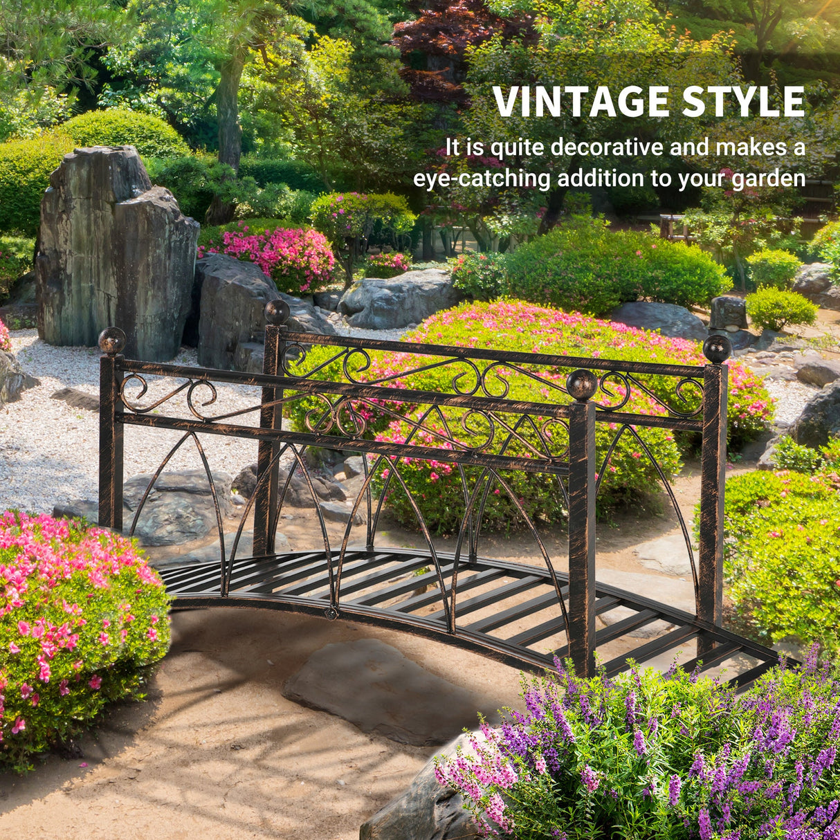 Outsunny Metal Arch Zen Garden Bridge
