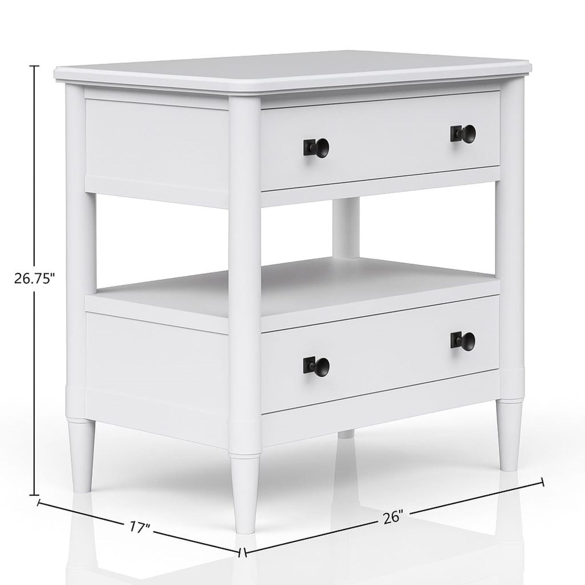 Open Nightstand With 2 Drawers