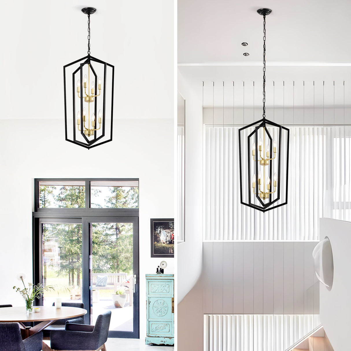 8-Light Lantern Tired Farmhouse Ceiling Hanging Light