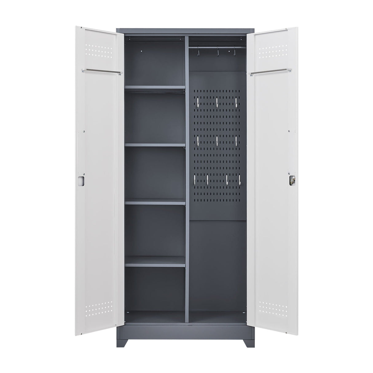Lockers With Locking Doors, Adjustable Shelves, High Broom Tool Storage Cabinet