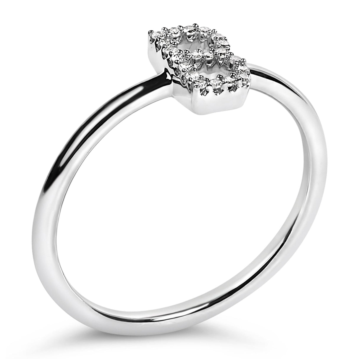 10K White Gold Diamond Accent Initial “A-Z” Ring