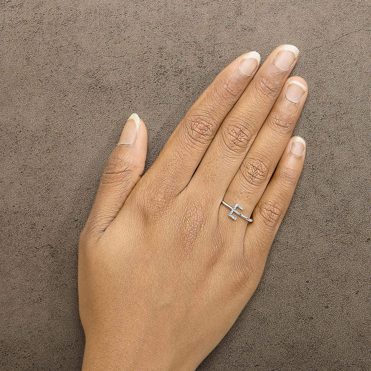 10K White Gold Diamond Accent Initial “A-Z” Ring