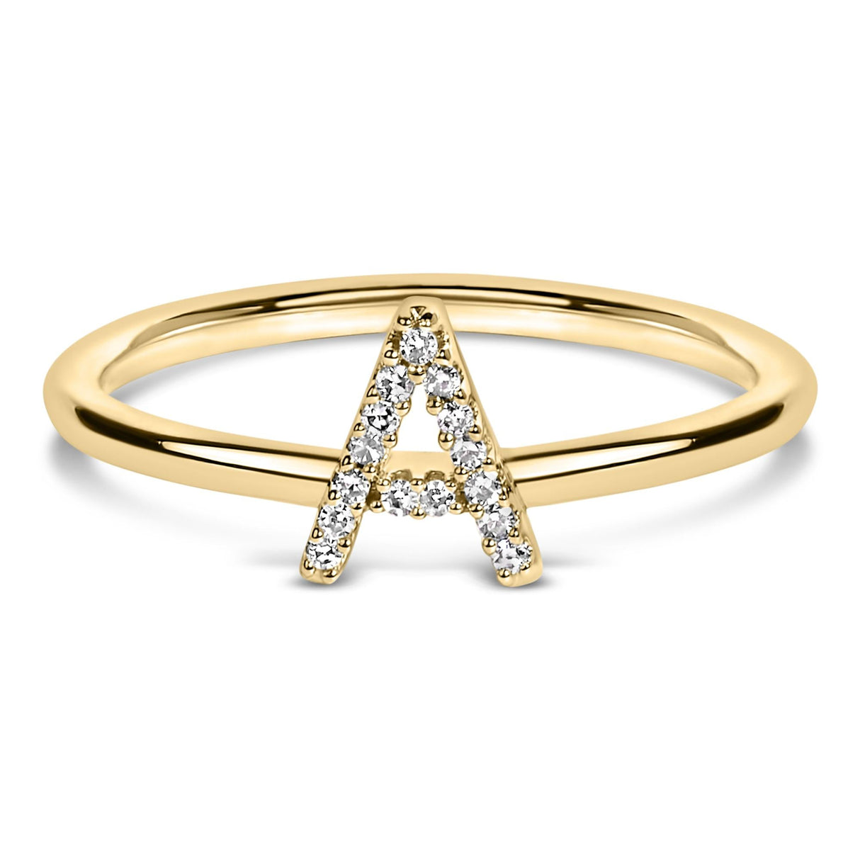 10K Yellow Gold Diamond Accent Initial “A-Z” Ring