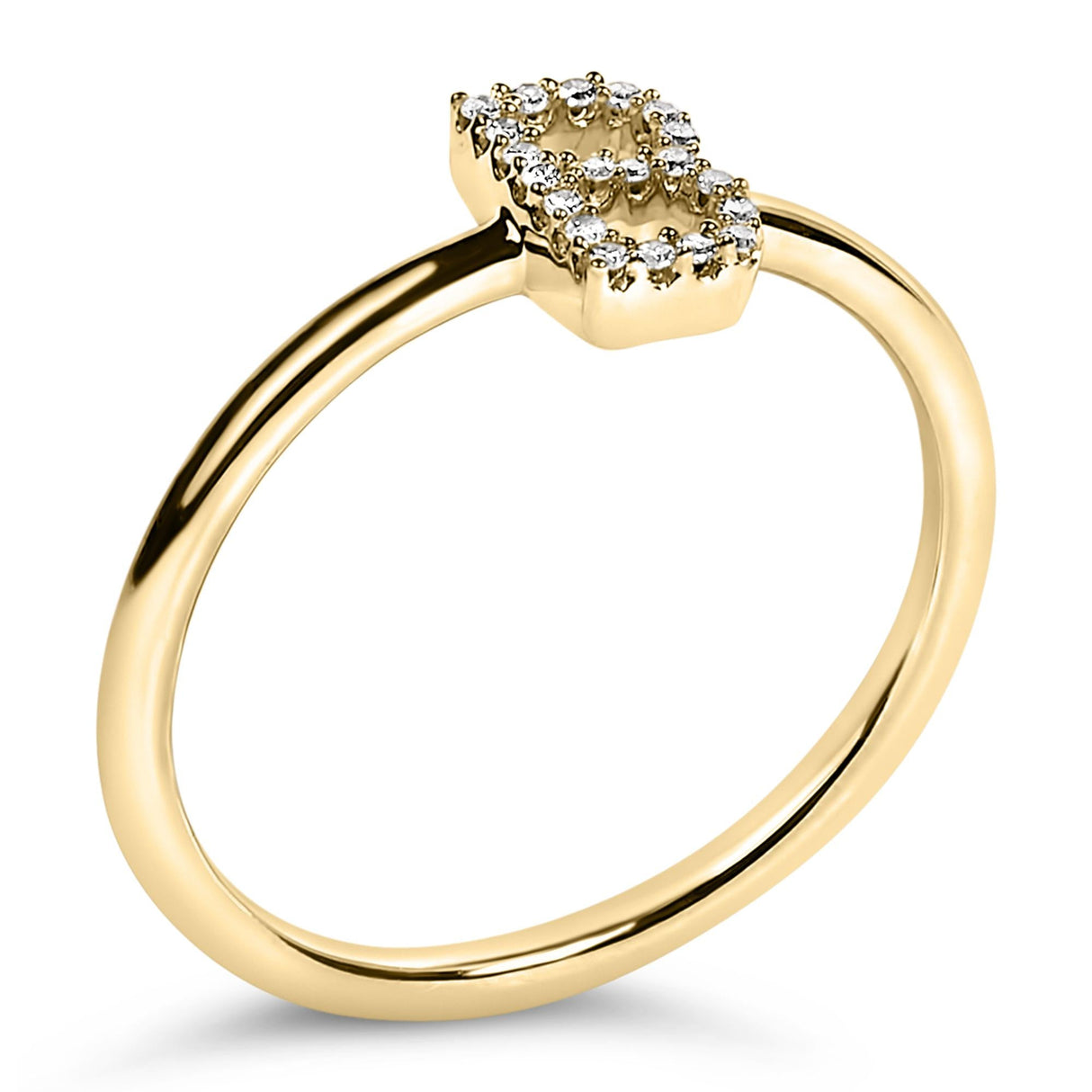 10K Yellow Gold Diamond Accent Initial “A-Z” Ring