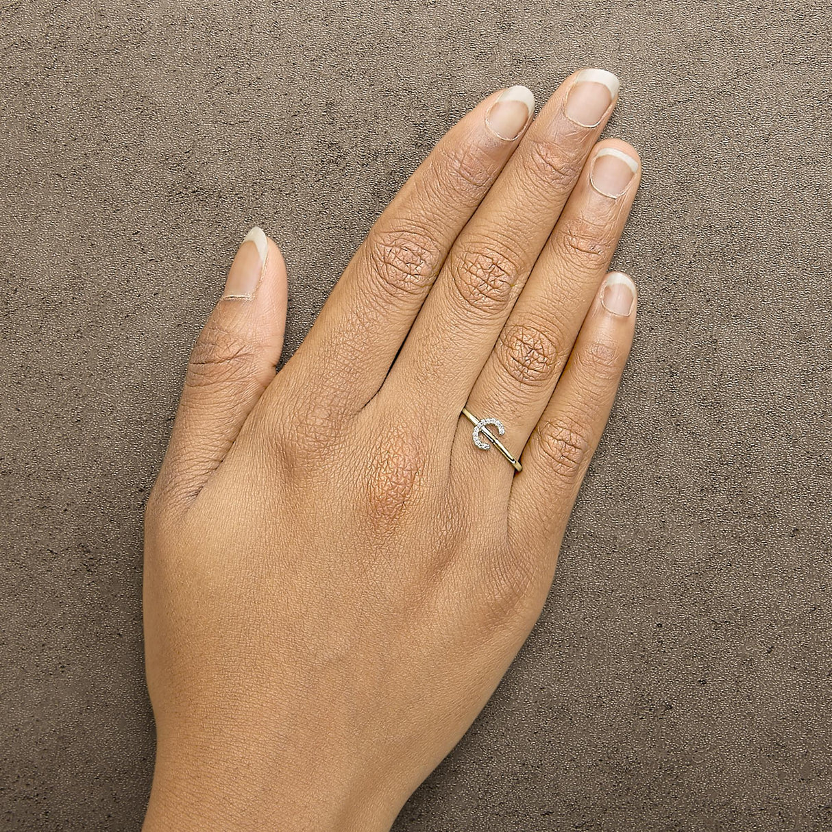 10K Yellow Gold Diamond Accent Initial “A-Z” Ring