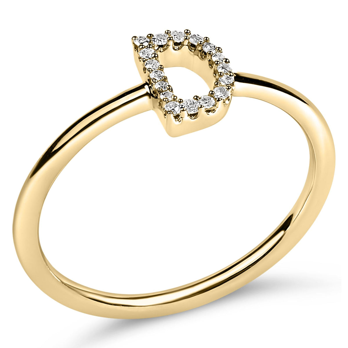 10K Yellow Gold Diamond Accent Initial “A-Z” Ring
