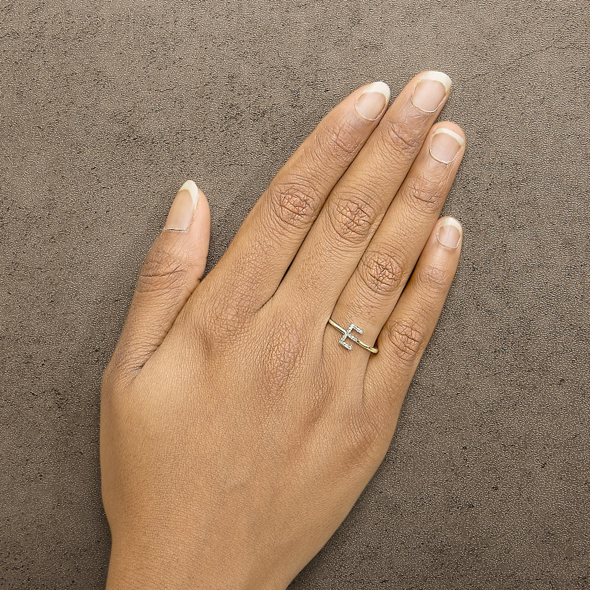 10K Yellow Gold Diamond Accent Initial “A-Z” Ring