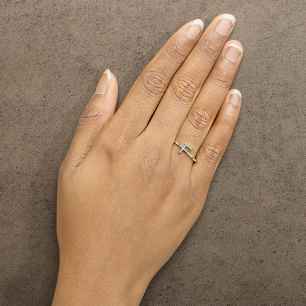 10K Yellow Gold Diamond Accent Initial “A-Z” Ring