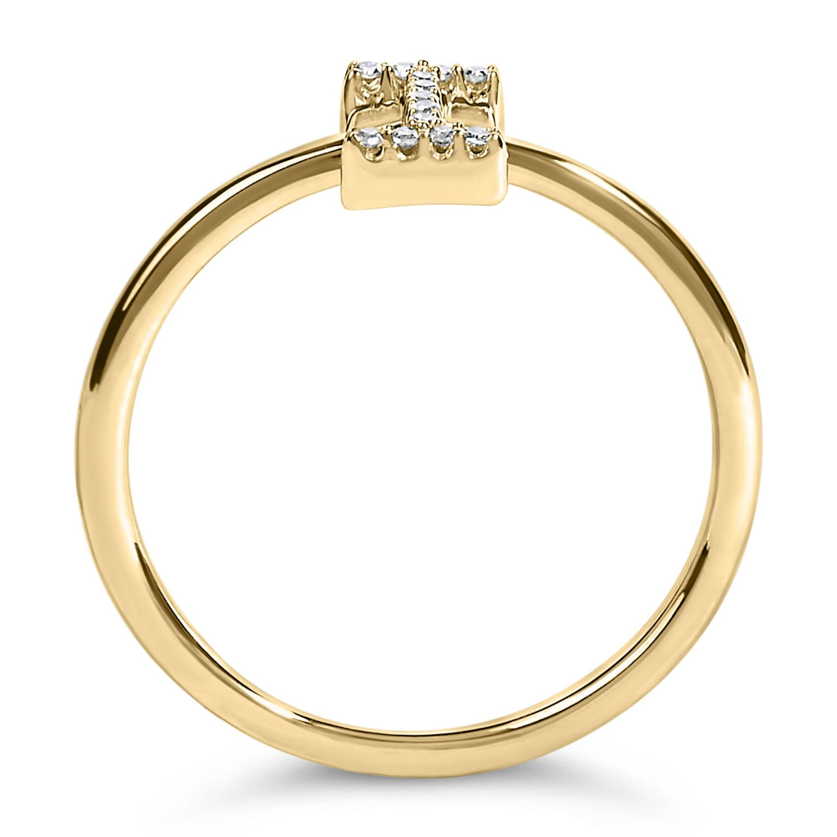 10K Yellow Gold Diamond Accent Initial “A-Z” Ring