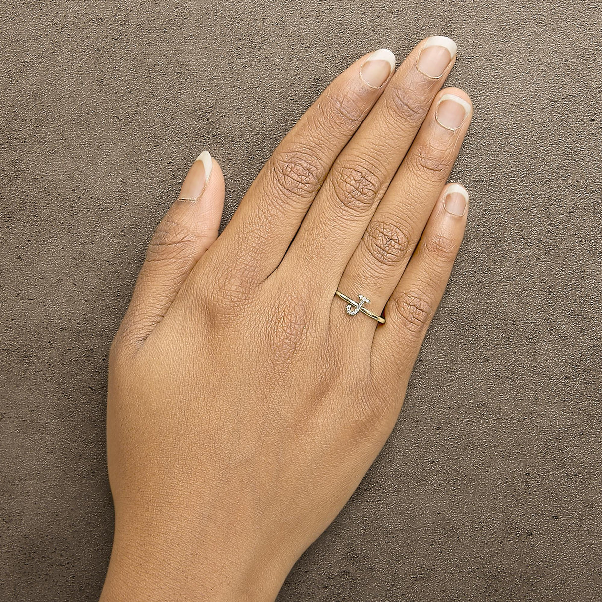 10K Yellow Gold Diamond Accent Initial “A-Z” Ring