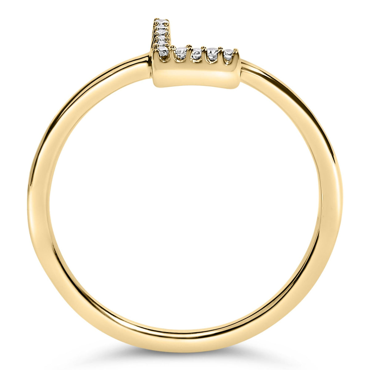10K Yellow Gold Diamond Accent Initial “A-Z” Ring