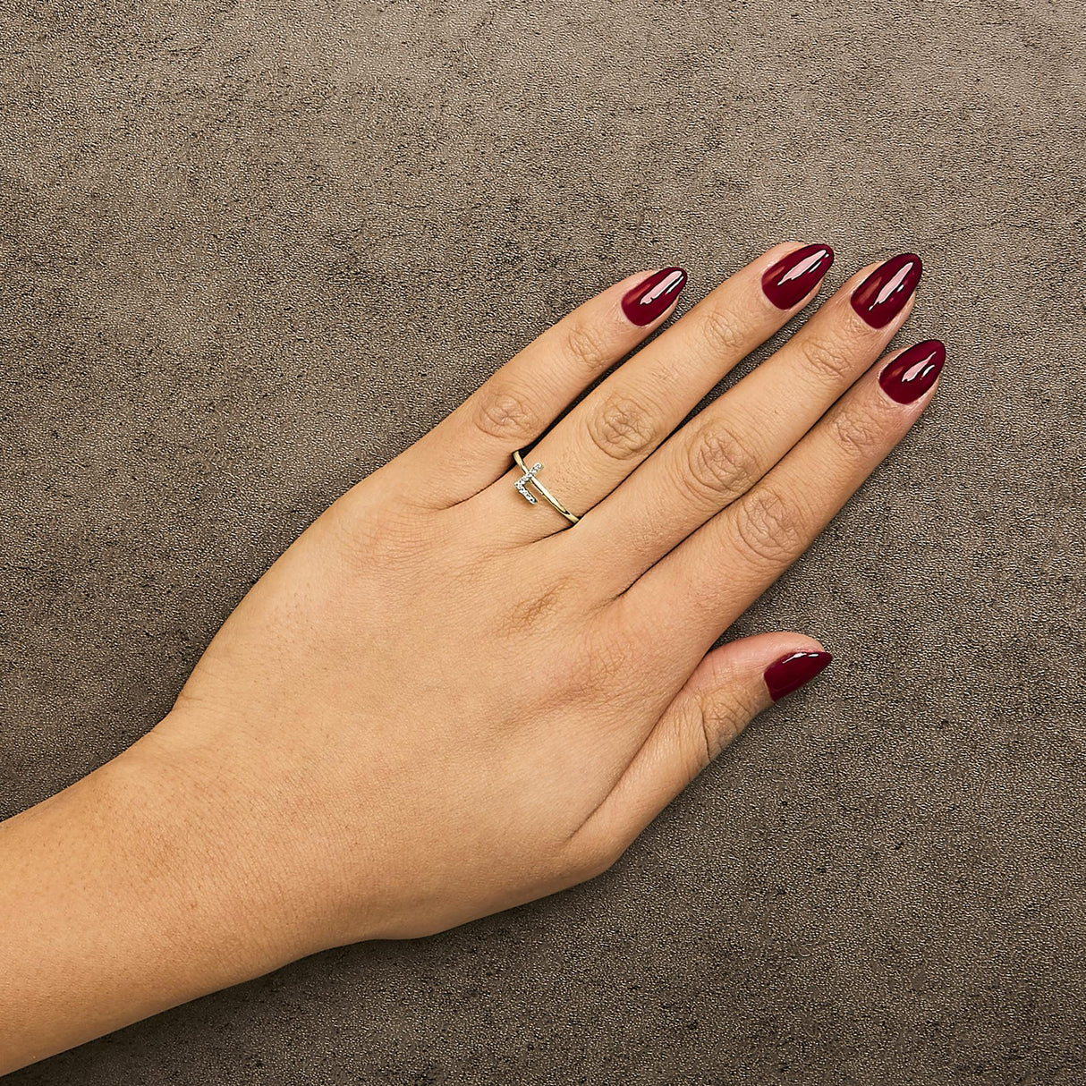 10K Yellow Gold Diamond Accent Initial “A-Z” Ring