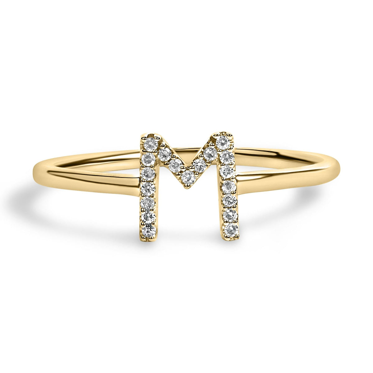 10K Yellow Gold Diamond Accent Initial “A-Z” Ring