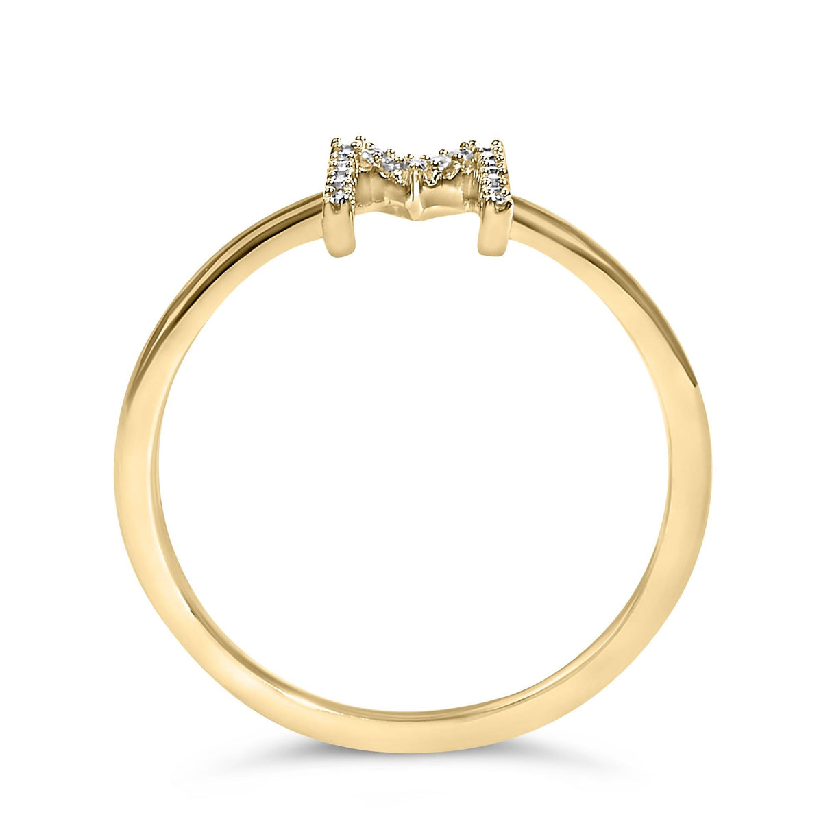 10K Yellow Gold Diamond Accent Initial “A-Z” Ring