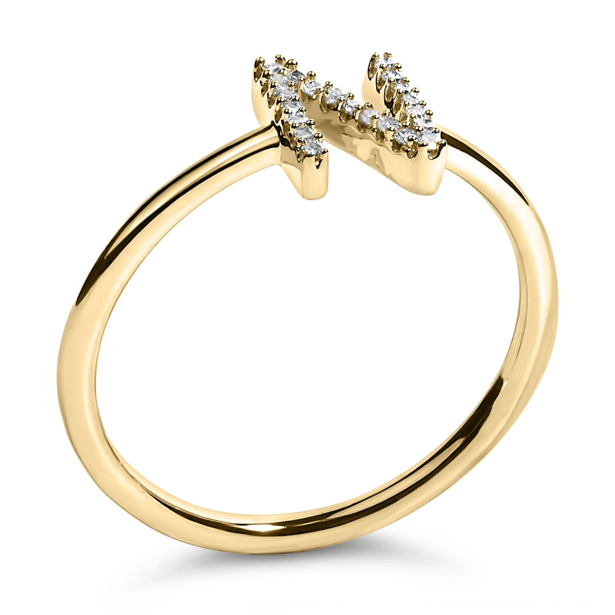 10K Yellow Gold Diamond Accent Initial “A-Z” Ring