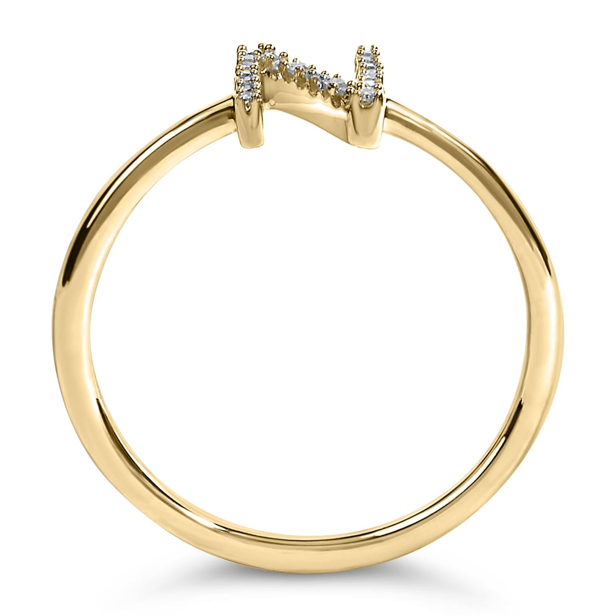 10K Yellow Gold Diamond Accent Initial “A-Z” Ring