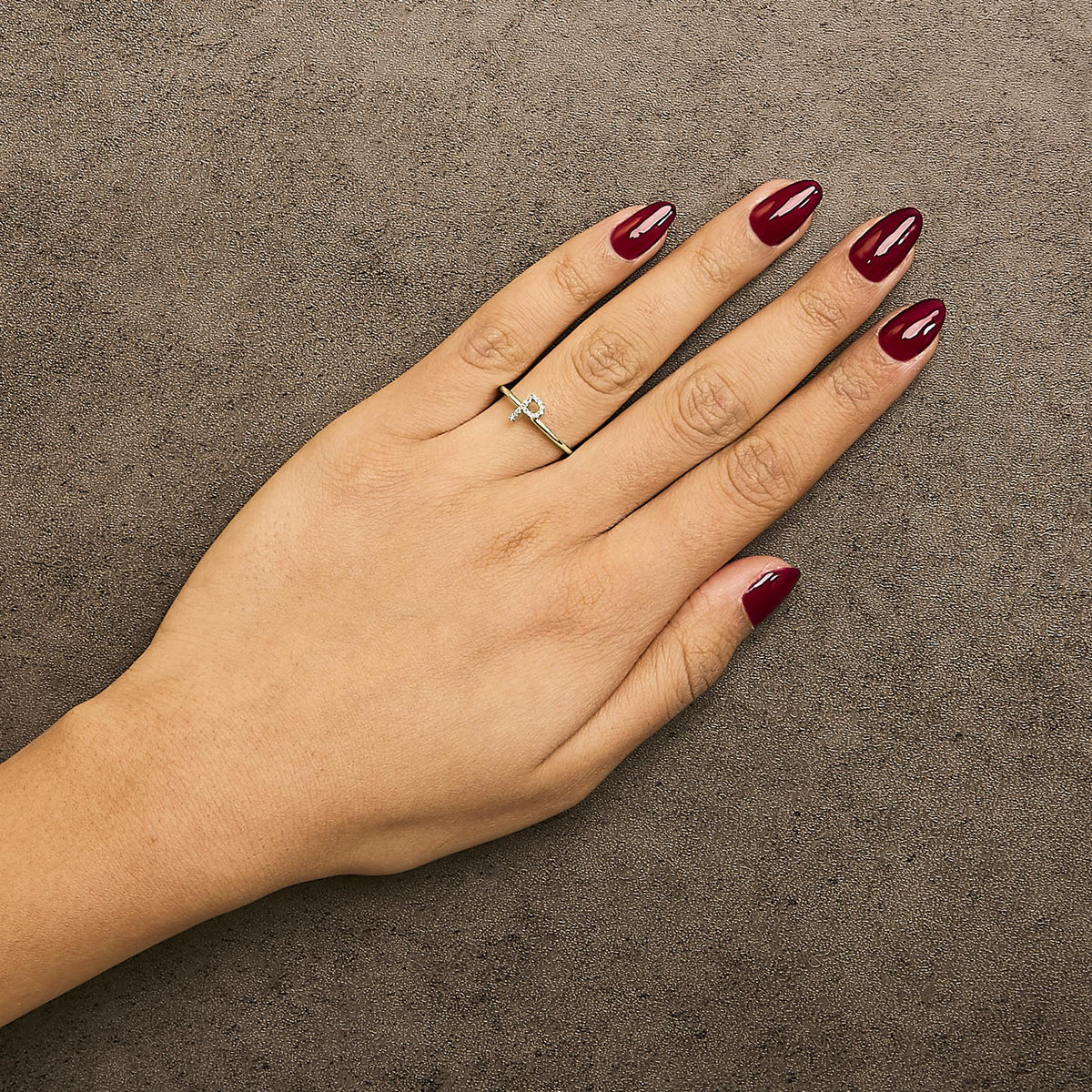 10K Yellow Gold Diamond Accent Initial “A-Z” Ring