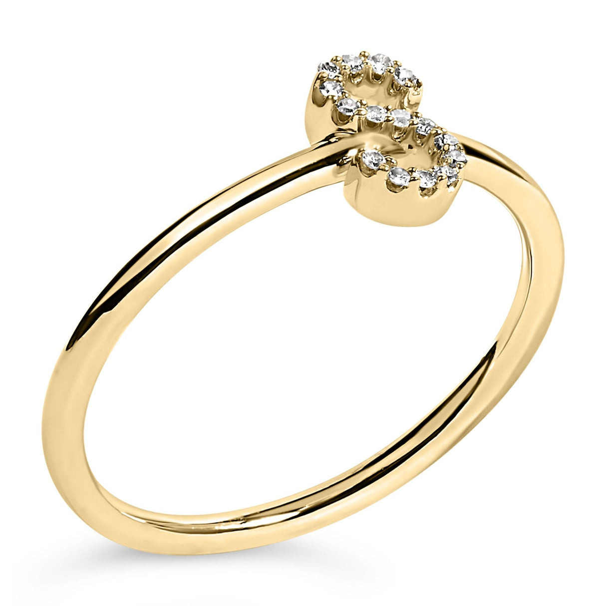 10K Yellow Gold Diamond Accent Initial “A-Z” Ring