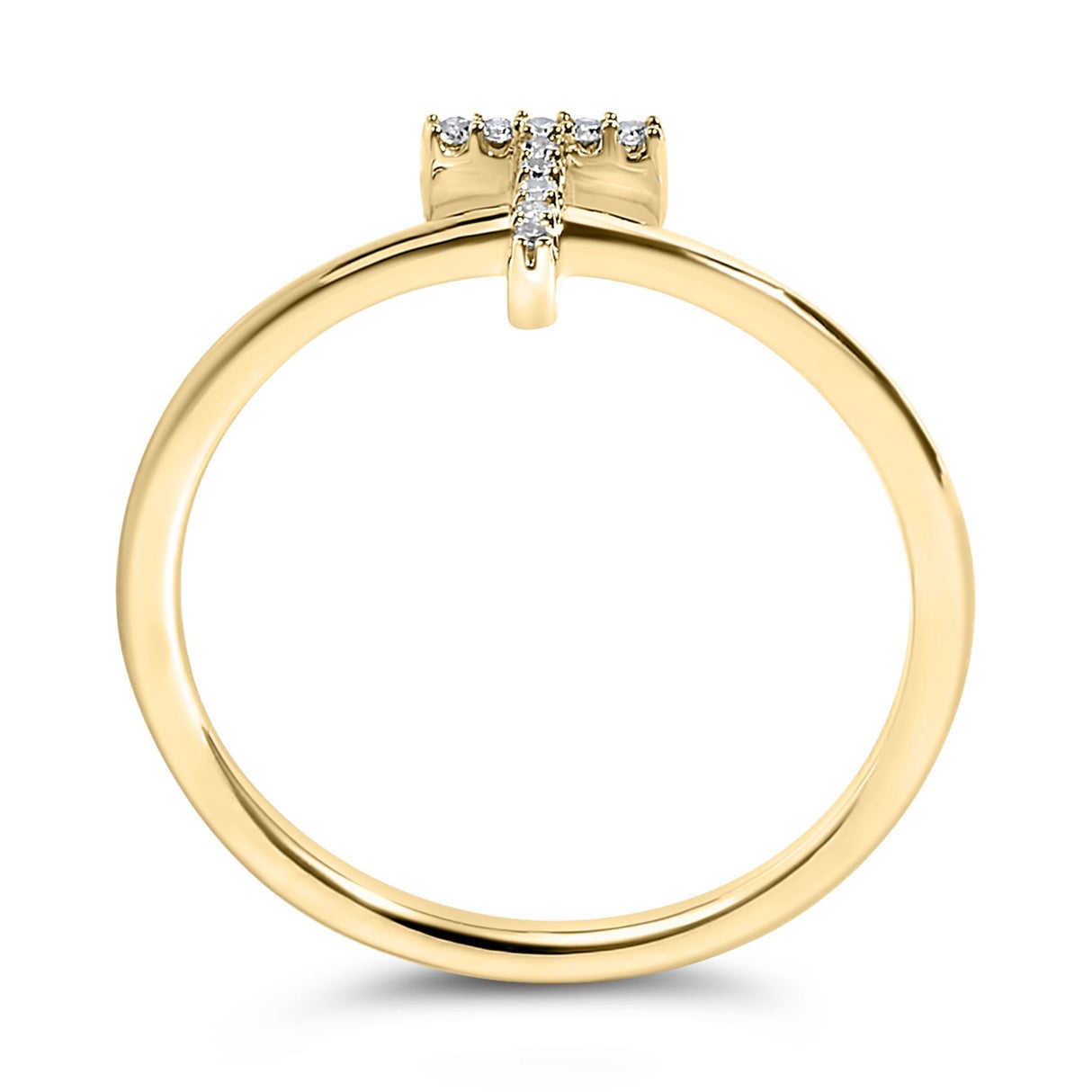10K Yellow Gold Diamond Accent Initial “A-Z” Ring