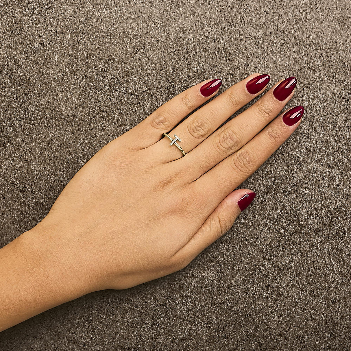 10K Yellow Gold Diamond Accent Initial “A-Z” Ring
