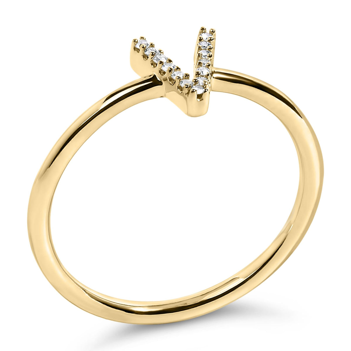 10K Yellow Gold Diamond Accent Initial “A-Z” Ring