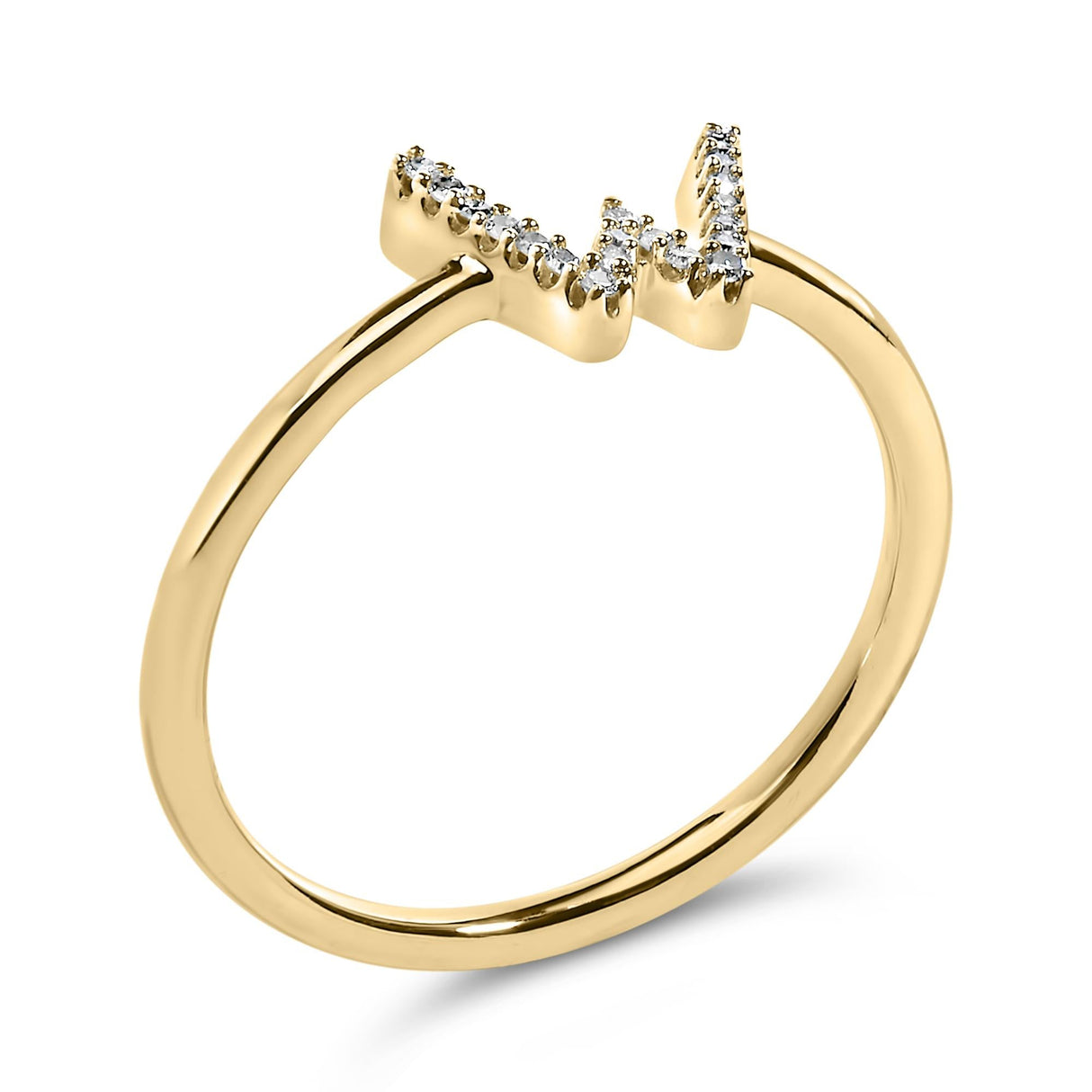 10K Yellow Gold Diamond Accent Initial “A-Z” Ring