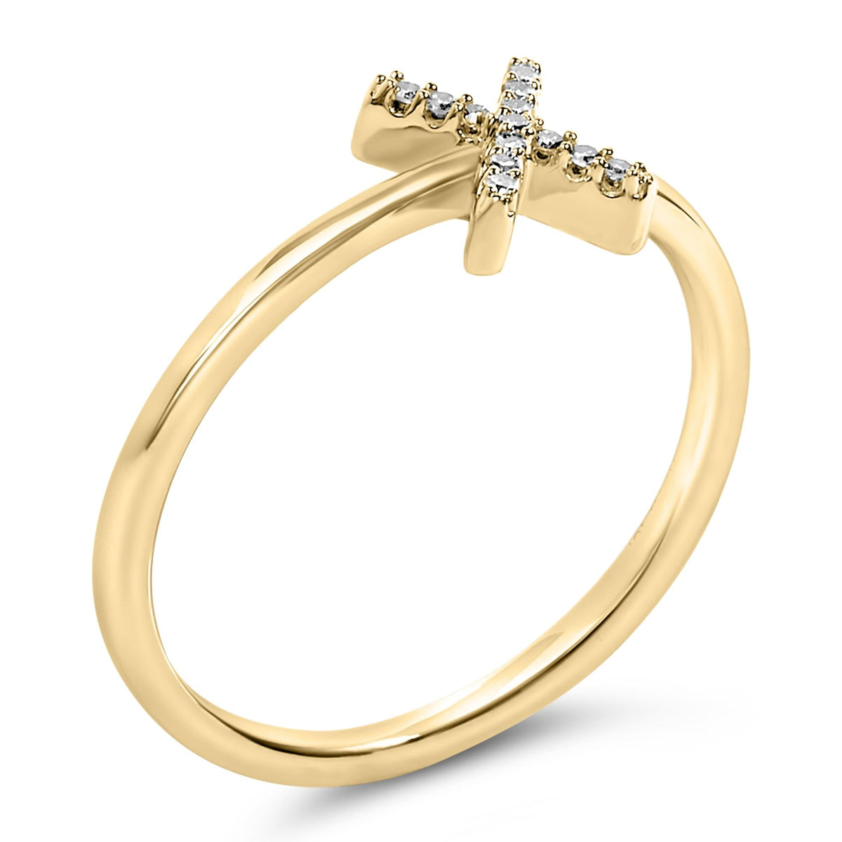 10K Yellow Gold Diamond Accent Initial “A-Z” Ring