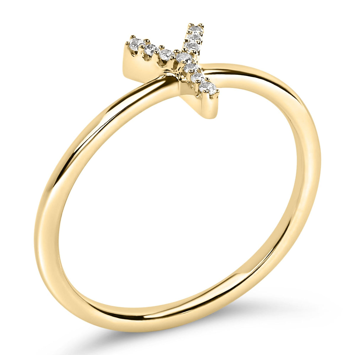 10K Yellow Gold Diamond Accent Initial “A-Z” Ring