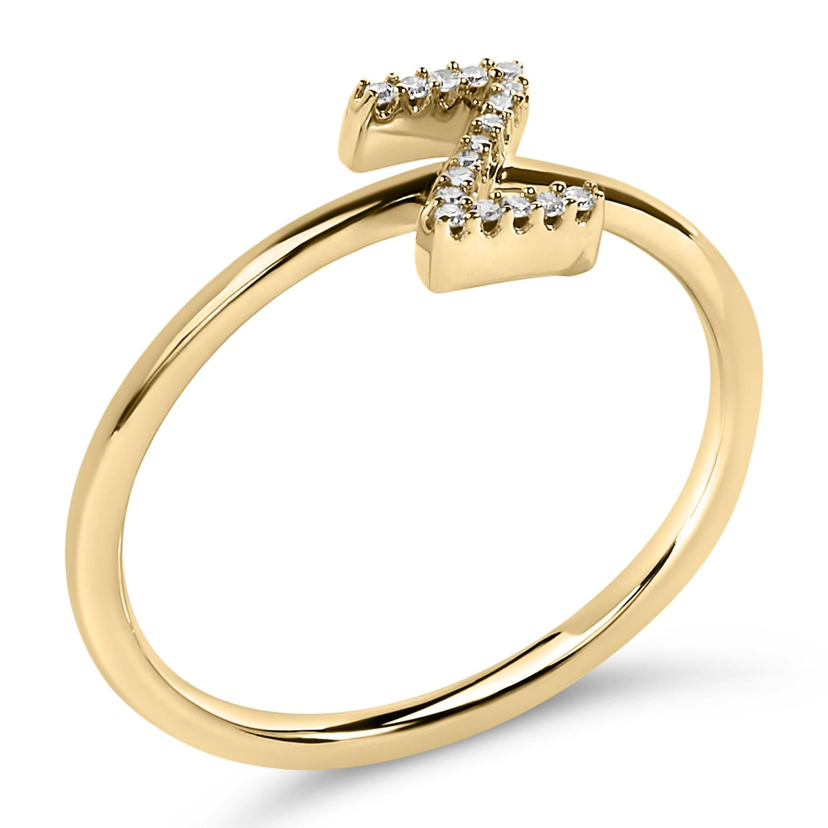 10K Yellow Gold Diamond Accent Initial “A-Z” Ring