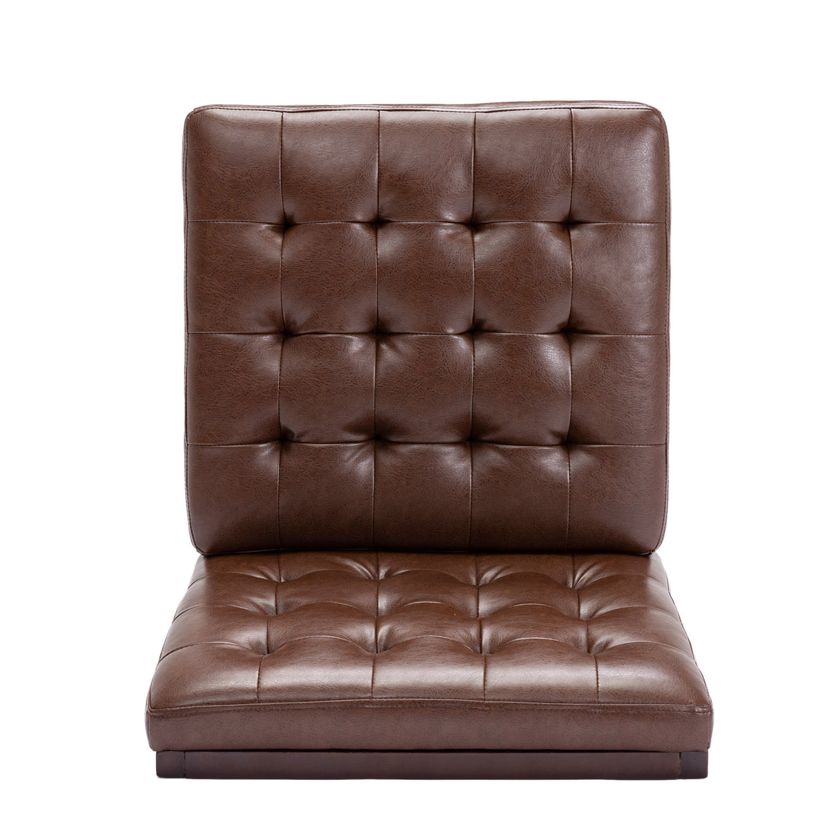 Contemporary Dark Brown Accent Chair with Tufted Waffle Stitch and PU Upholstery