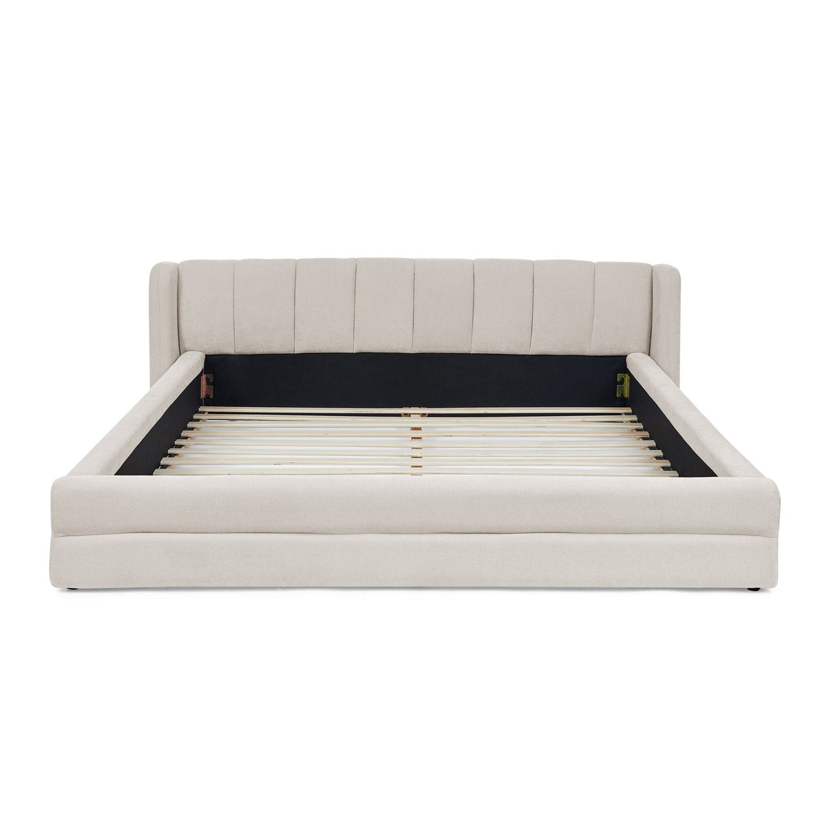 Modern Upholstered Bed Frame With Thick Fabric And Headboard