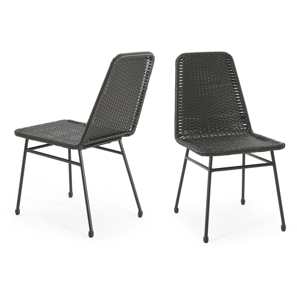Outdoor Dining Chairs (Set of 2) with Rattan Backrest and Cushions