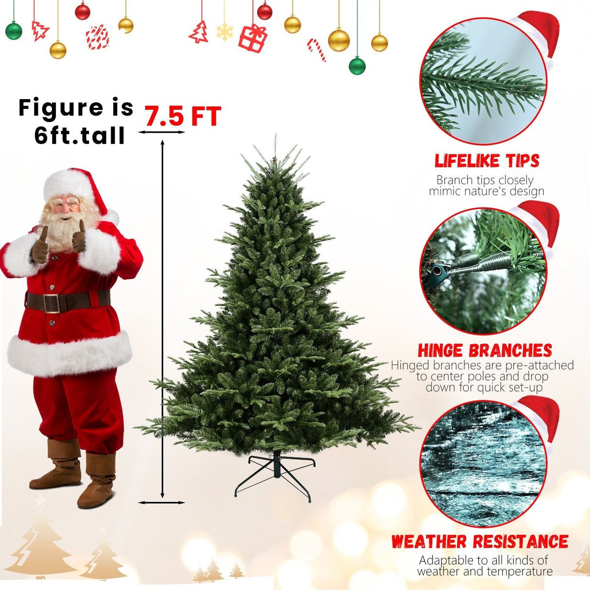 Full-Shaped 6 Ft Christmas Tree with 1673 PE/PVC Tips