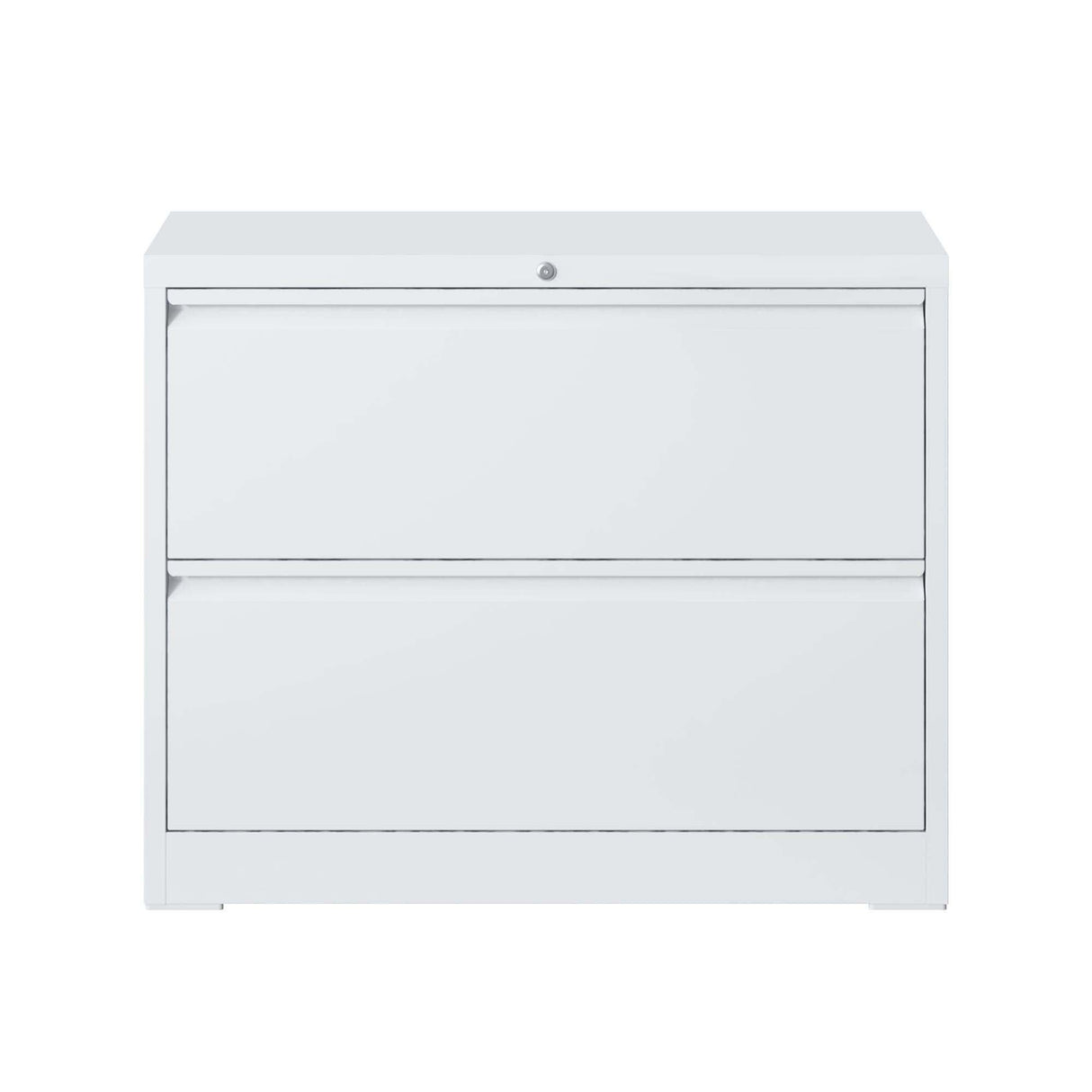 Lateral File Cabinet 2 Drawer, Locking File Cabinet With Anti Tip Interlock, Heavy Duty Storage For Letter / Legal / A4 Files - White