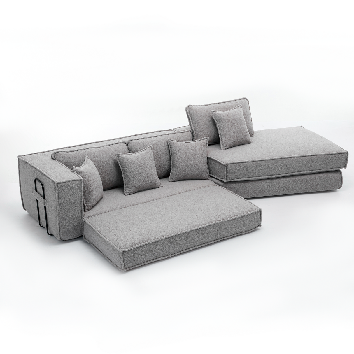 Folding Convertible 3-Seat Sleeper Sofa Bed in Gray