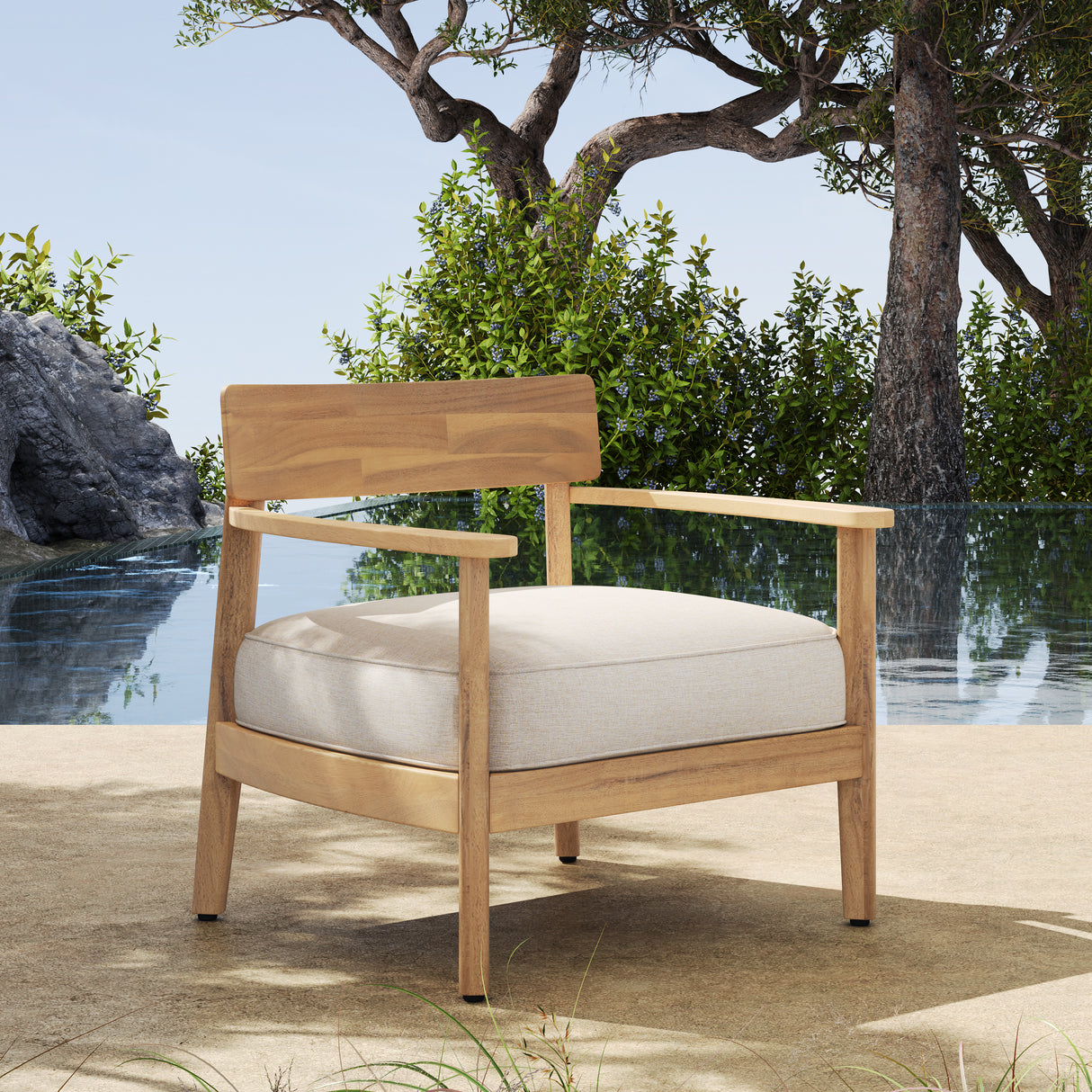 Mallorca Acacia Wood Club Chair With Seat Cushion