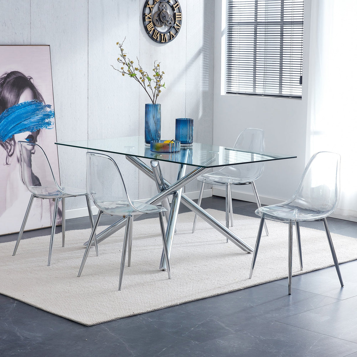 Modern Minimalist Transparent Dining Chair - 6-Piece Set