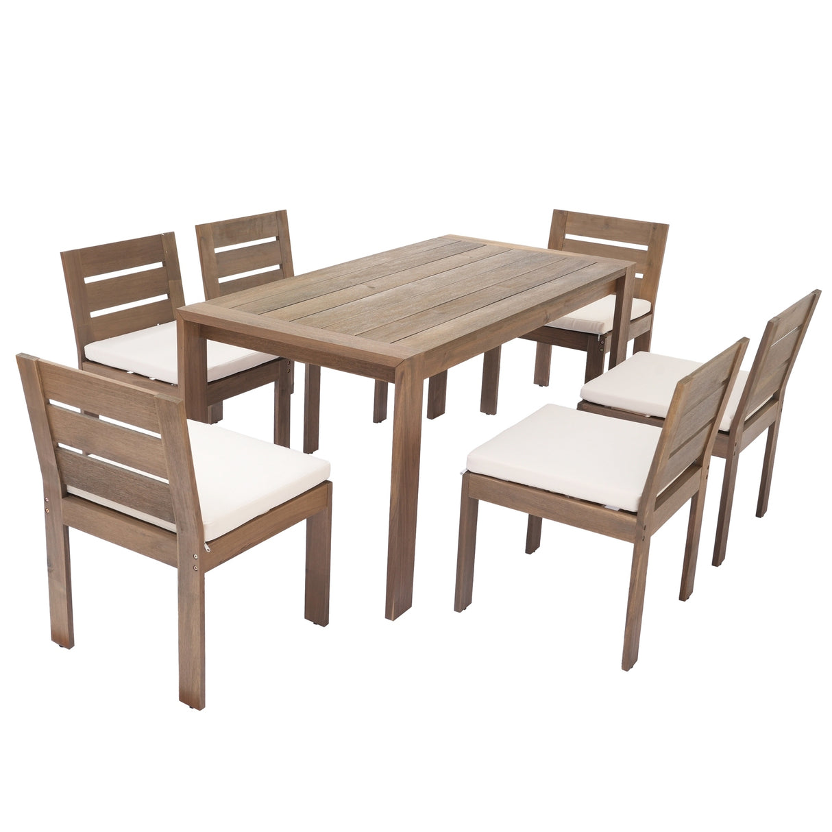 6-Person Acacia Wood Outdoor Dining Ensemble